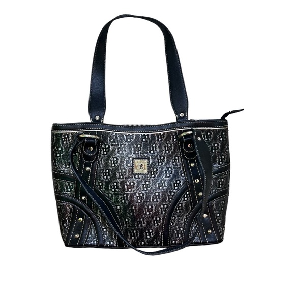 B Brentano Made In Italy Black and Silver Monogram Handbag - Picture 2 of 9